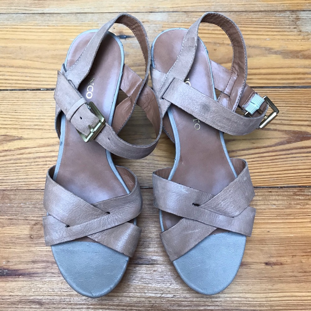 Franco Sarto Leather Cork Platform Wedge Sandals, EUC, 7 - Picture 4 of 14